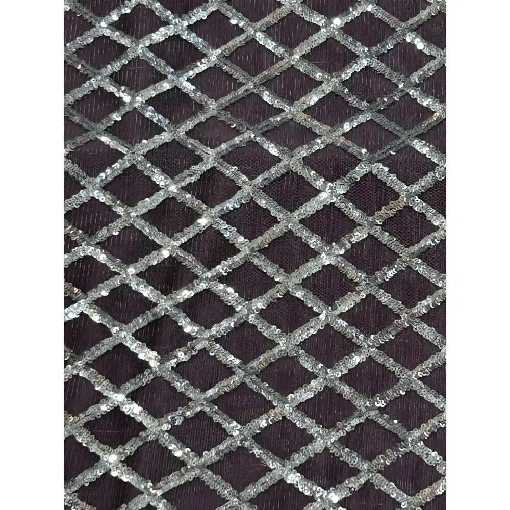 Purple Silver Sequin Table Runner Diamond Lattice Glam Holiday Decor